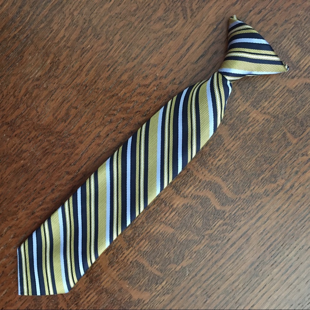 🔴 Yellow & Navy Clip Necktie - Picture 3 of 6
